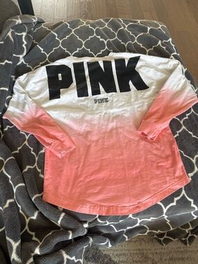 PINK ombré varsity crew spirit pullover long sleeve